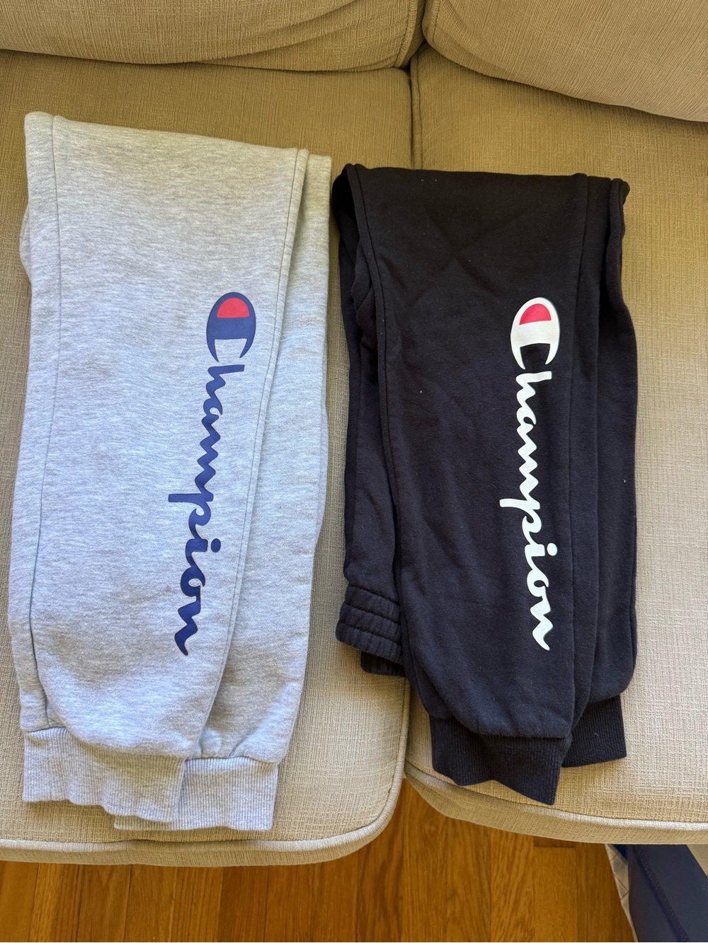 Champion Kids Sweatpants Duo — Gray & Black with Script Logo